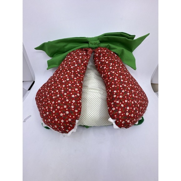 Vintage Handmade Plush Cloth Christmas Bells Bow Holiday Decorations - Picture 10 of 11